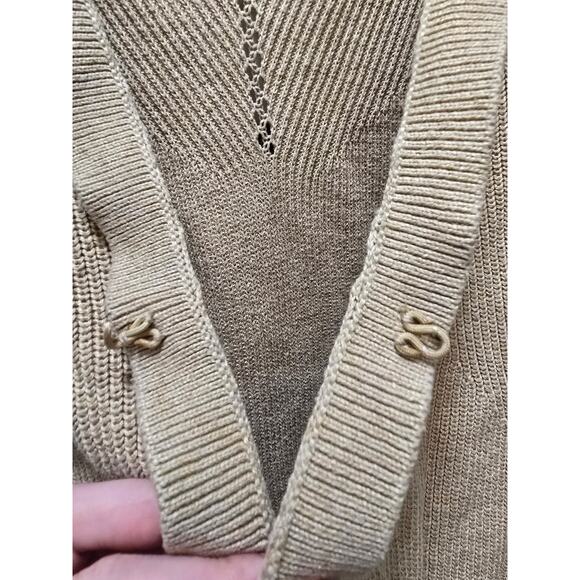 Cabi tan knit long sleeve duster cardigan hook and eye size medium - Picture 6 of 12